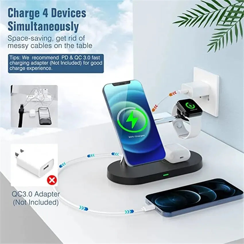 Wireless Fast-Charging Station for iPhone, AirPods, Apple Watch